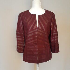 Lafayette 148 Leather Striped Jacket